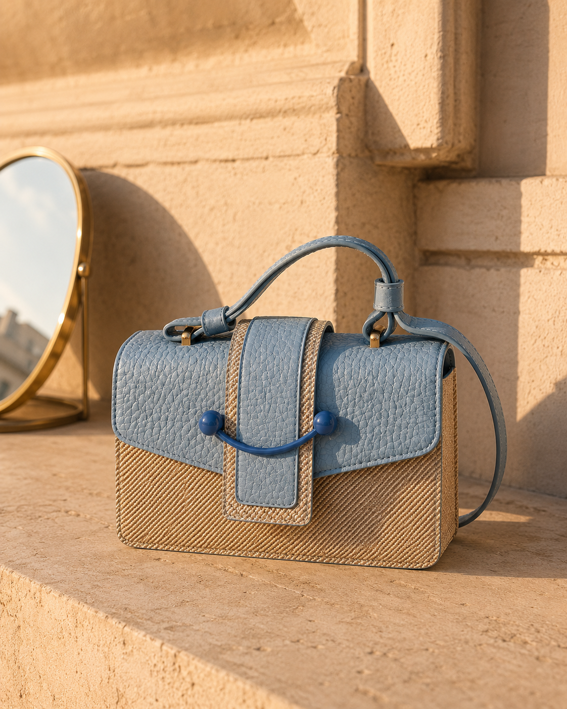 The Riviera Blue — Mini Top Handle Bag