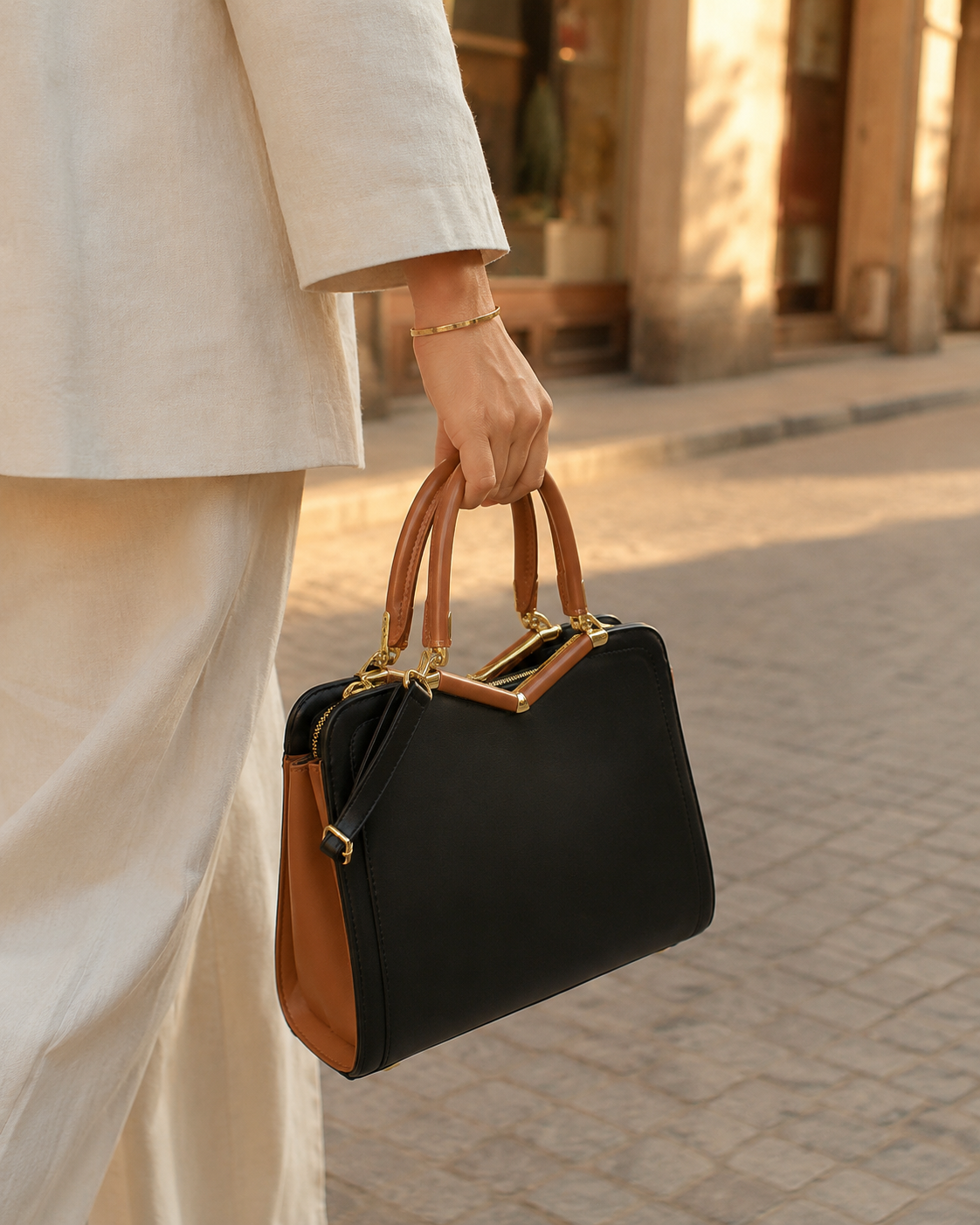 The Promenade Noir — Frame Top Handle Bag
