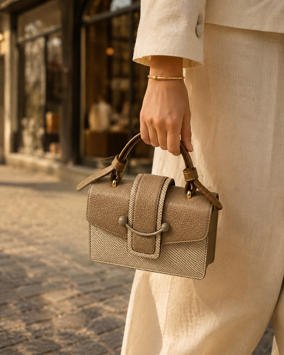 The Riviera Cream — Mini Top Handle Bag
